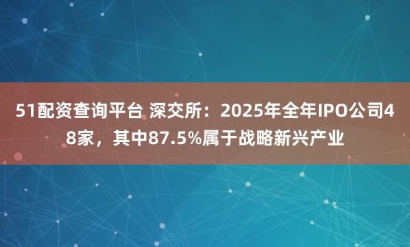 51配资查询平台 深交所：2025年全年IPO公司48家，其中87.5%属于战略新兴产业